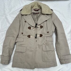 Comptoir des Cotonniers Khaki Coat with Removable Shearling Inside | Size 40